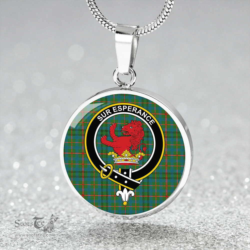 Scottish Moncrieffe of Atholl Ancient Clan Tartan Circle Necklace - Crest Classic Scottish Plaid Tartan Plaid