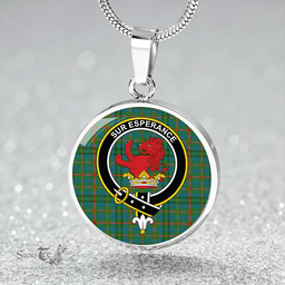 Scottish Moncrieffe of Atholl Ancient Clan Tartan Circle Necklace - Crest Classic Scottish Plaid Tartan Plaid
