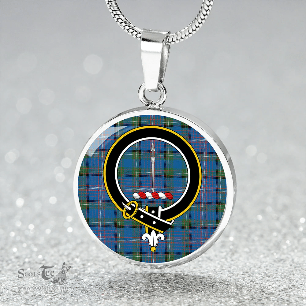 Scottish Rankin Ancient Clan Tartan Circle Necklace - Crest Classic Scottish Plaid Tartan Plaid