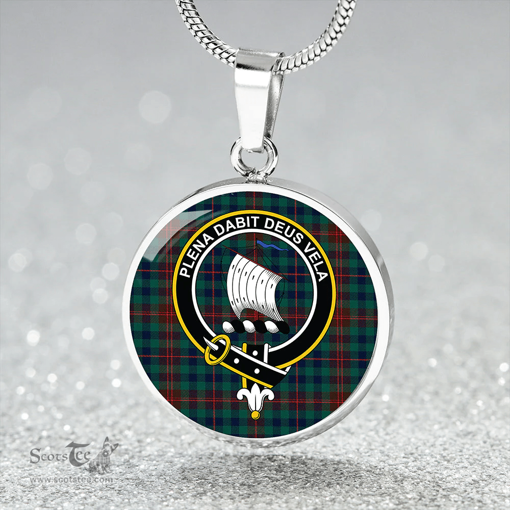 Scottish Tennant Yules Modern Clan Tartan Circle Necklace - Crest Classic Scottish Plaid Tartan Plaid