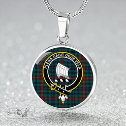 Scottish Tennant Yules Modern Clan Tartan Circle Necklace - Crest Classic Scottish Plaid Tartan Plaid
