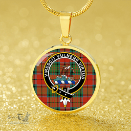 Scottish Dickie Ancient Clan Tartan Circle Necklace - Crest Classic Scottish Plaid Tartan Plaid