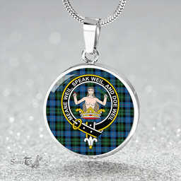 Scottish Urquhart (Smibert) Ancient Clan Tartan Circle Necklace - Crest Classic Scottish Plaid Tartan Plaid