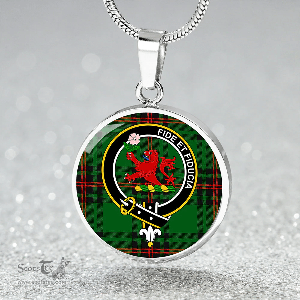 Scottish Primrose Clan Tartan Circle Necklace - Crest Classic Scottish Plaid Tartan Plaid