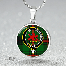 Scottish Primrose Clan Tartan Circle Necklace - Crest Classic Scottish Plaid Tartan Plaid