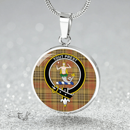 Scottish Murray Mungo Ancient Clan Tartan Circle Necklace - Crest Classic Scottish Plaid Tartan Plaid