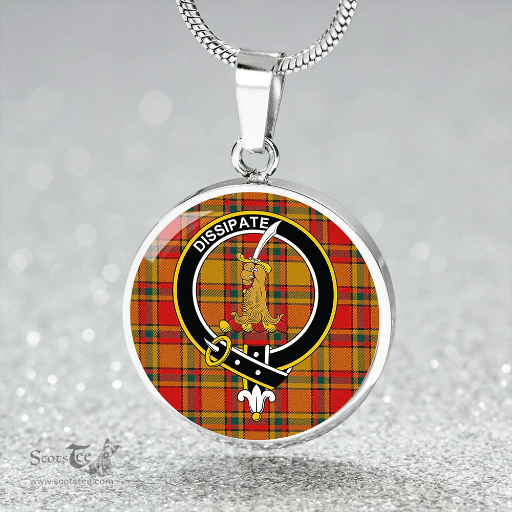 Scottish Scrimgeour of Glassary Modern Clan Tartan Circle Necklace - Crest Classic Scottish Plaid Tartan Plaid