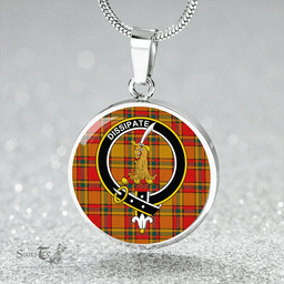 Scottish Scrimgeour of Glassary Modern Clan Tartan Circle Necklace - Crest Classic Scottish Plaid Tartan Plaid