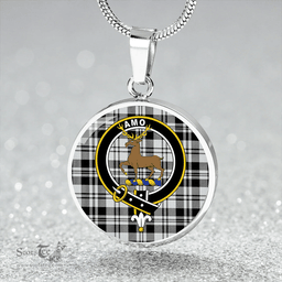 Scottish Scott (Sir Walter) Abbreviated Modern Clan Tartan Circle Necklace - Crest Classic Scottish Plaid Tartan Plaid