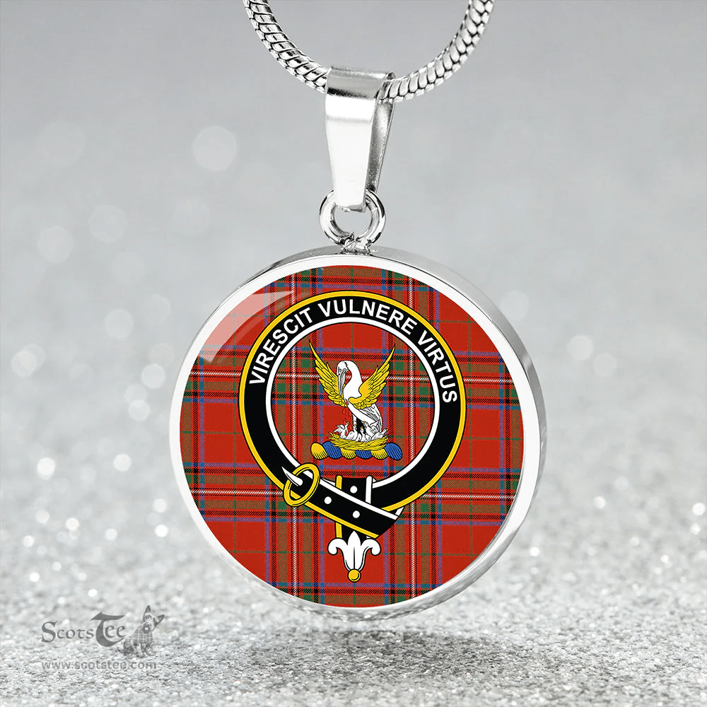 Scottish Stewart of Rothesay Ancient Clan Tartan Circle Necklace - Crest Classic Scottish Plaid Tartan Plaid