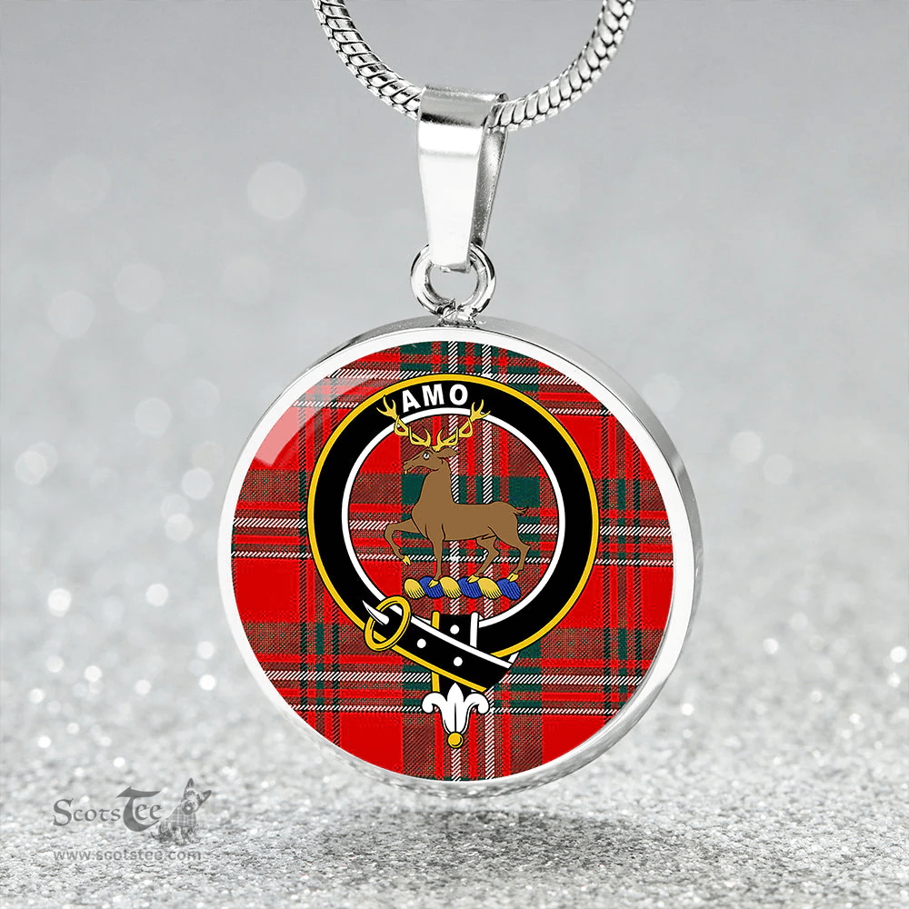 Scottish Scott Modern Clan Tartan Circle Necklace - Crest Classic Scottish Plaid Tartan Plaid