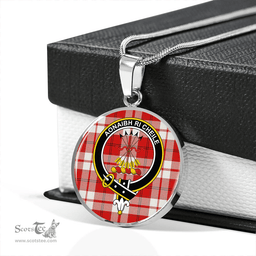 Scottish Cameron Hose #2 Modern 2 Clan Tartan Circle Necklace - Crest Classic Scottish Plaid Tartan Plaid