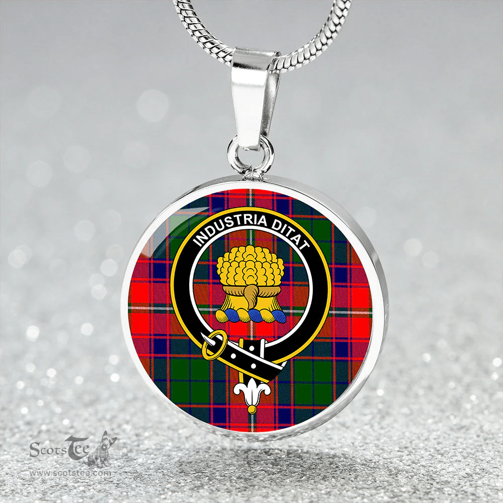 Scottish Wauchope Clan Tartan Circle Necklace - Crest Classic Scottish Plaid Tartan Plaid