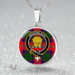 Scottish Wauchope Clan Tartan Circle Necklace - Crest Classic Scottish Plaid Tartan Plaid