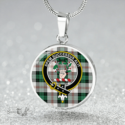 Scottish Ross Arisaid Modern Clan Tartan Circle Necklace - Crest Classic Scottish Plaid Tartan Plaid