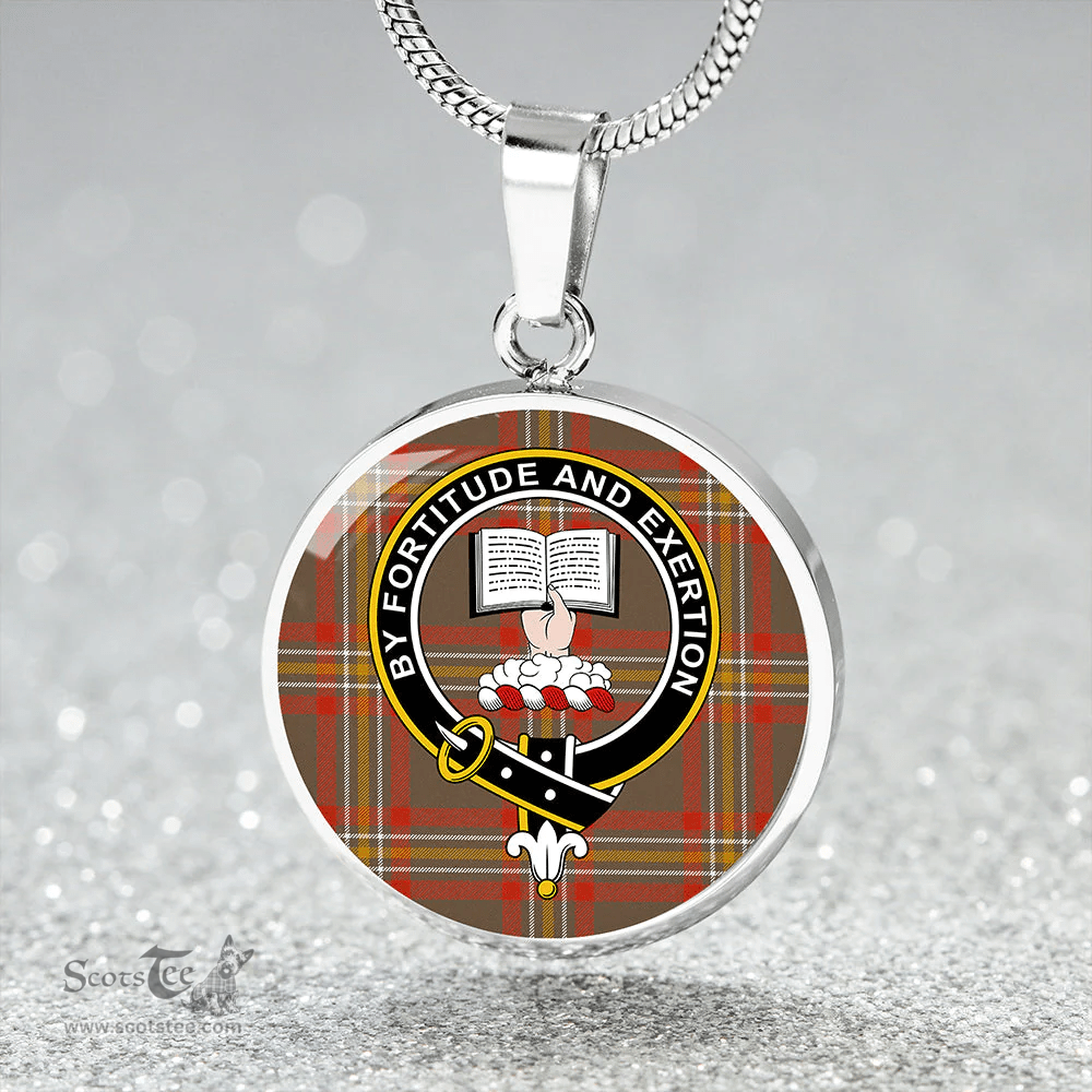 Scottish Reid 1939 Ancient Clan Tartan Circle Necklace - Crest Classic Scottish Plaid Tartan Plaid