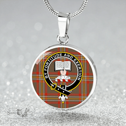 Scottish Reid 1939 Ancient Clan Tartan Circle Necklace - Crest Classic Scottish Plaid Tartan Plaid