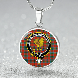 Scottish Sinclair Lyon Count Ancient Clan Tartan Circle Necklace - Crest Classic Scottish Plaid Tartan Plaid