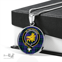 Scottish Campbell 42nd Dress Balhousie Modern 2 Clan Tartan Circle Necklace - Crest Classic Scottish Plaid Tartan Plaid