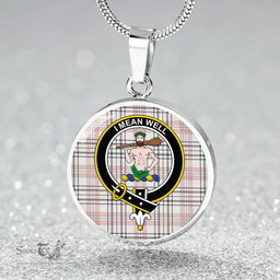 Scottish Shaw Women's Dress Modern Clan Tartan Circle Necklace - Crest Classic Scottish Plaid Tartan Plaid