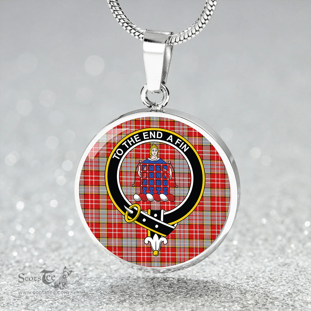 Scottish Ogilvie #2 Clan Tartan Circle Necklace - Crest Classic Scottish Plaid Tartan Plaid