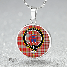 Scottish Ogilvie #2 Clan Tartan Circle Necklace - Crest Classic Scottish Plaid Tartan Plaid