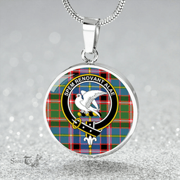 Scottish Norvel Clan Tartan Circle Necklace - Crest Classic Scottish Plaid Tartan Plaid