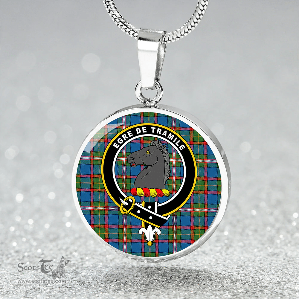 Scottish Tait Wedding Ancient Clan Tartan Circle Necklace - Crest Classic Scottish Plaid Tartan Plaid