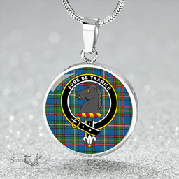 Scottish Tait Wedding Ancient Clan Tartan Circle Necklace - Crest Classic Scottish Plaid Tartan Plaid