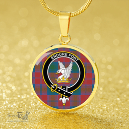Scottish Lindsay Ancient Clan Tartan Circle Necklace - Crest Classic Scottish Plaid Tartan Plaid