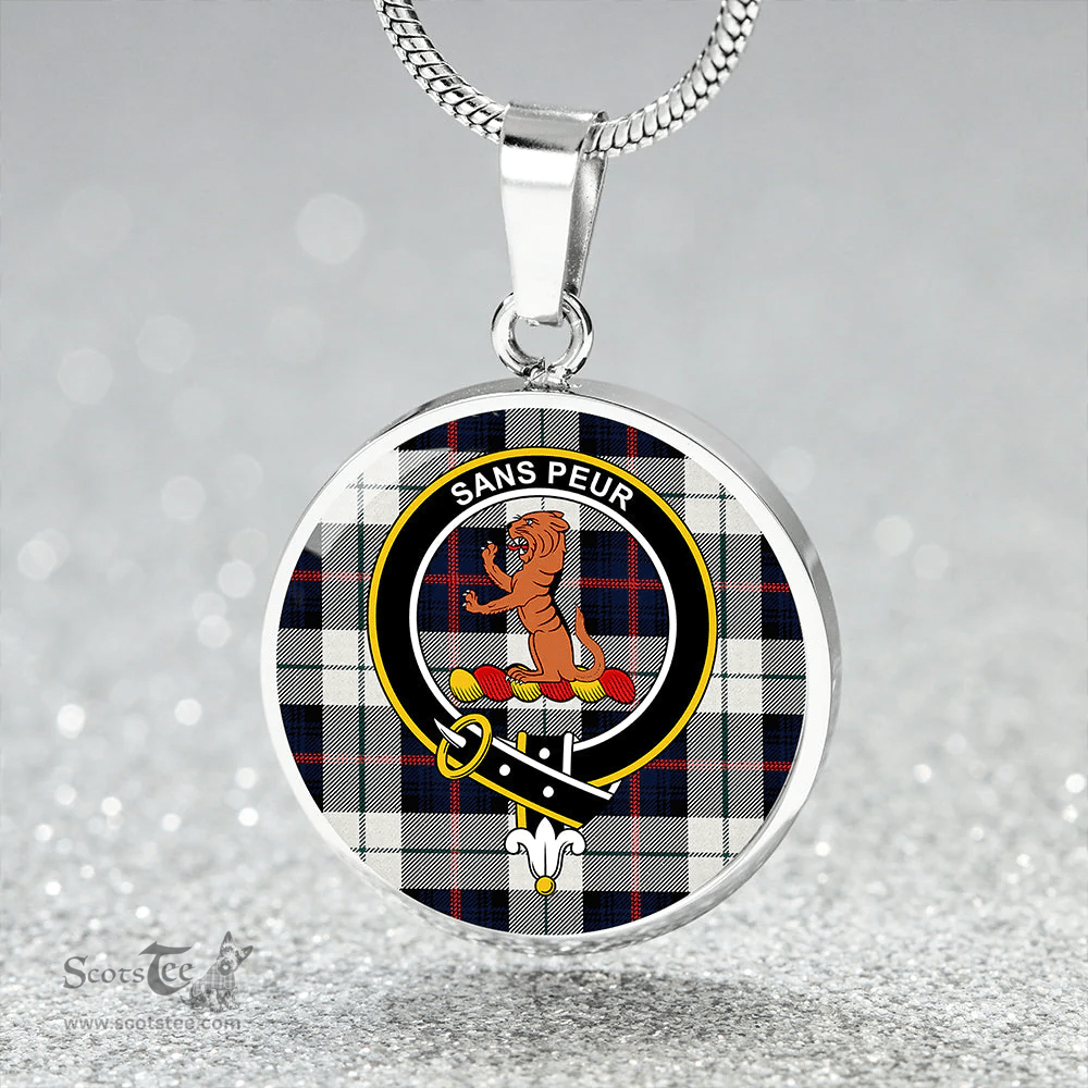 Scottish Sutherland Dress Royal Blue Modern Clan Tartan Circle Necklace - Crest Classic Scottish Plaid Tartan Plaid