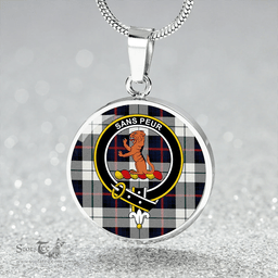 Scottish Sutherland Dress Royal Blue Modern Clan Tartan Circle Necklace - Crest Classic Scottish Plaid Tartan Plaid