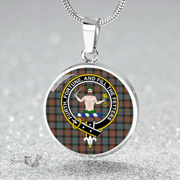 Scottish Murray of Atholl variation (Murray of Atholl; variation) Weathered Clan Tartan Circle Necklace - Crest Classic Scottish Plaid Tartan Plaid