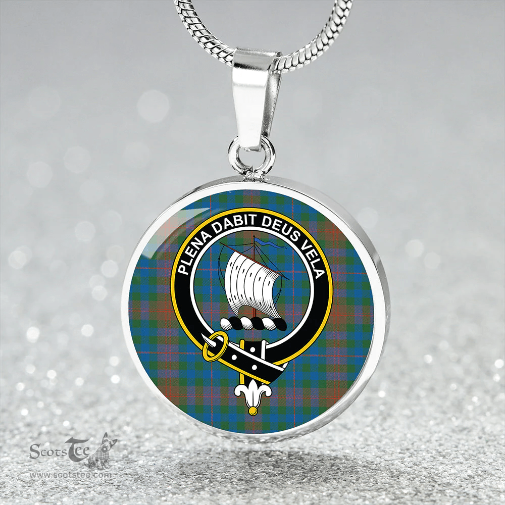 Scottish Tennant Yules Ancient Clan Tartan Circle Necklace - Crest Classic Scottish Plaid Tartan Plaid