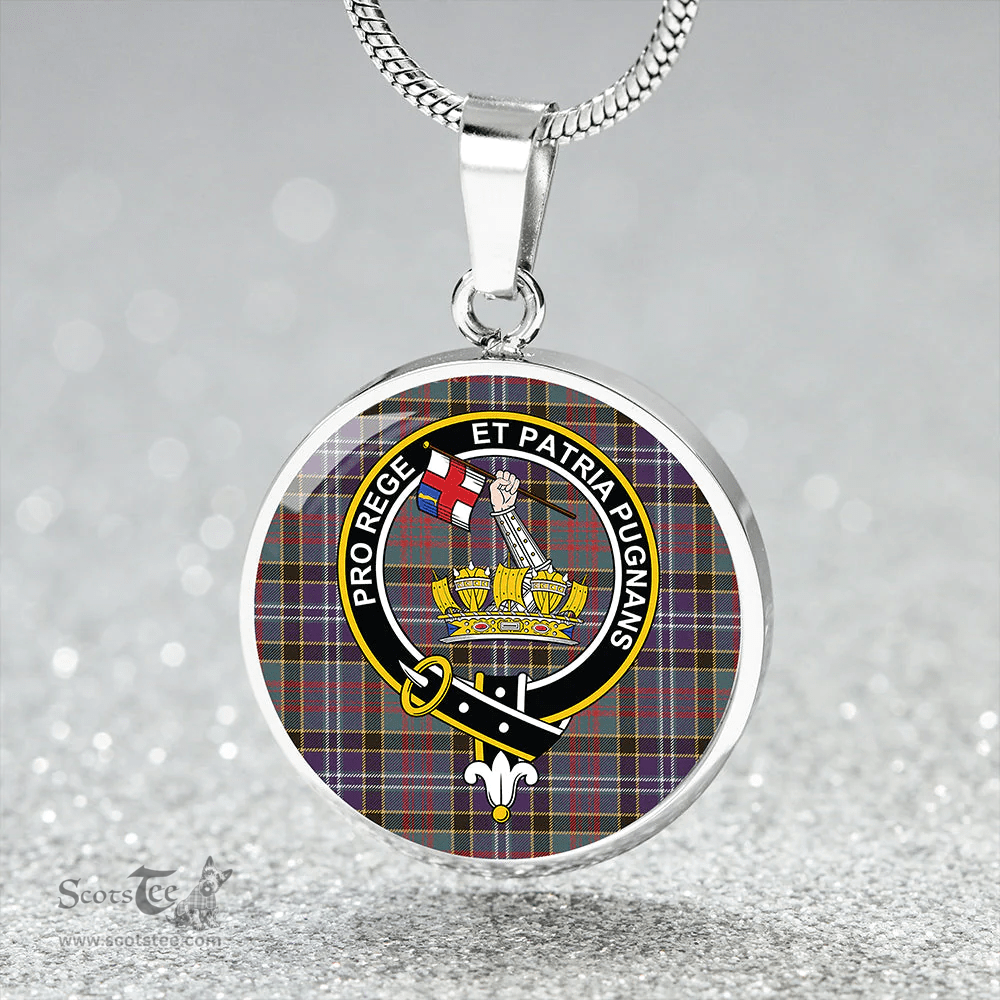 Scottish Paisley Drennan (Drennan Drennan) Weathered Clan Tartan Circle Necklace - Crest Classic Scottish Plaid Tartan Plaid
