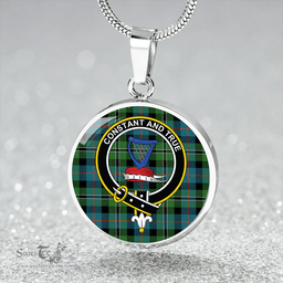 Scottish Rose Hunting Ancient Clan Tartan Circle Necklace - Crest Classic Scottish Plaid Tartan Plaid