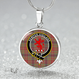 Scottish Wilson Janet Weathered Clan Tartan Circle Necklace - Crest Classic Scottish Plaid Tartan Plaid