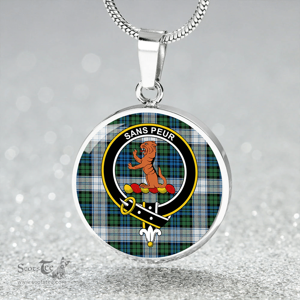 Scottish Sutherland Dress Ancient Clan Tartan Circle Necklace - Crest Classic Scottish Plaid Tartan Plaid
