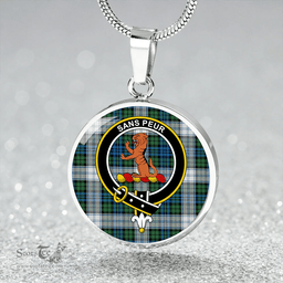 Scottish Sutherland Dress Ancient Clan Tartan Circle Necklace - Crest Classic Scottish Plaid Tartan Plaid