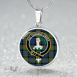 Scottish Paterson Modern Clan Tartan Circle Necklace - Crest Classic Scottish Plaid Tartan Plaid
