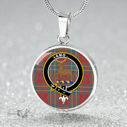 Scottish Scott Autumn Weathered Clan Tartan Circle Necklace - Crest Classic Scottish Plaid Tartan Plaid