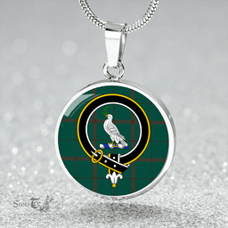 Scottish Pearson #2 Modern Clan Tartan Circle Necklace - Crest Classic Scottish Plaid Tartan Plaid