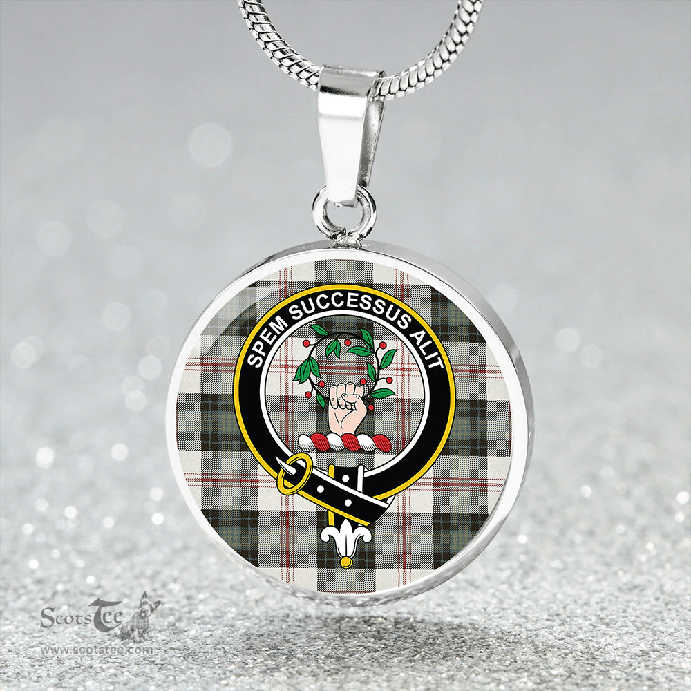 Scottish Ross Arisaid Weathered Clan Tartan Circle Necklace - Crest Classic Scottish Plaid Tartan Plaid