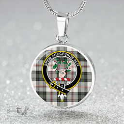 Scottish Ross Arisaid Weathered Clan Tartan Circle Necklace - Crest Classic Scottish Plaid Tartan Plaid