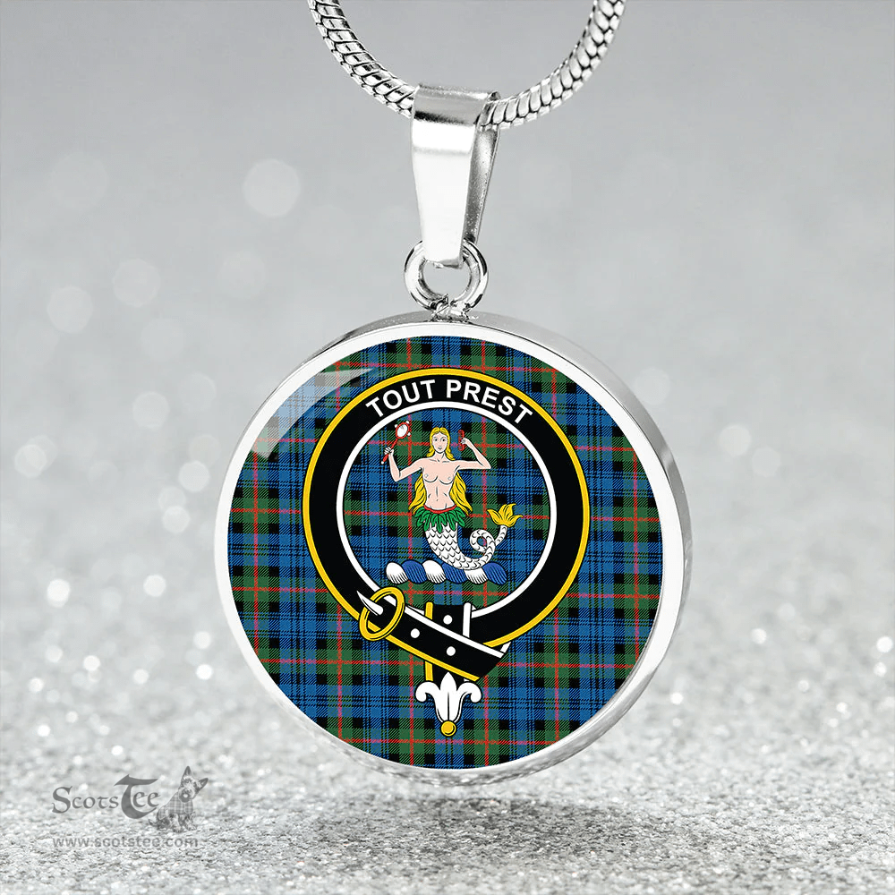 Scottish Murray Ancient Clan Tartan Circle Necklace - Crest Classic Scottish Plaid Tartan Plaid