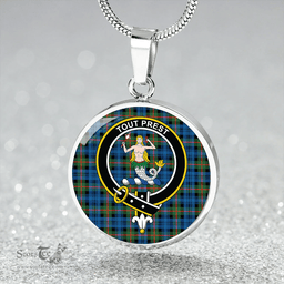 Scottish Murray Ancient Clan Tartan Circle Necklace - Crest Classic Scottish Plaid Tartan Plaid