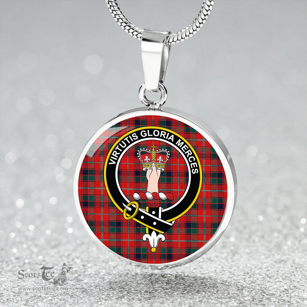 Scottish Robertson White line (Robertson New) Modern Clan Tartan Circle Necklace - Crest Classic Scottish Plaid Tartan Plaid