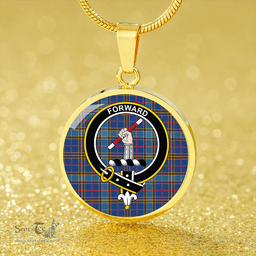 Scottish Balfour Blue Modern Clan Tartan Circle Necklace - Crest Classic Scottish Plaid Tartan Plaid