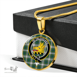 Scottish Campbell Dress Ancient 2 Clan Tartan Circle Necklace - Crest Classic Scottish Plaid Tartan Plaid