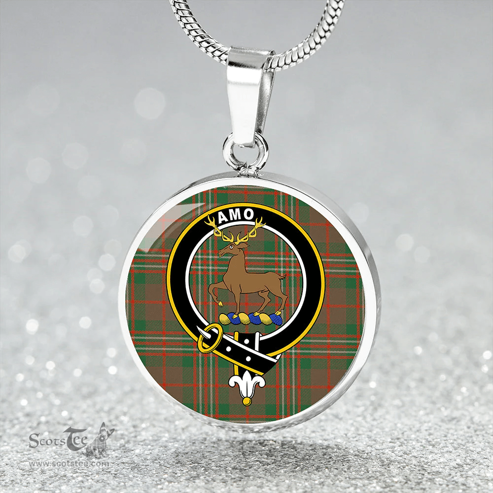 Scottish Scott Brown Hunting Ancient Clan Tartan Circle Necklace - Crest Classic Scottish Plaid Tartan Plaid